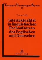 Intertextualität in linguistischen Fachaufsätzen des Englischen und Deutschen