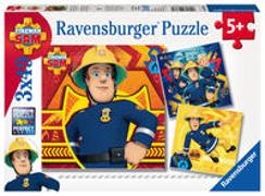 Ravensburger Kinderpuzzle - 09386 Bei Gefahr Sam rufen - Puzzle für Kinder ab 5 Jahren, Feuerwehrmann Sam Puzzle mit 3x49 Teilen