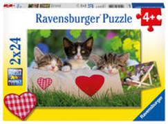 Ravensburger Kinderpuzzle - 07801 Verschlafene Kätzchen - Puzzle für Kinder ab 4 Jahren, mit 2x24 Teilen