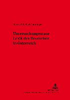 Untersuchungen zur Lexik des Deutschen in Österreich