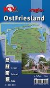 Ostfriesland >regio< (ganze Region ostfriesische Halbinsel), KVplan, Radkarte/Freizeitkarte, 1:100.000 / 1:25.000