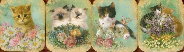 Pocket Note Set of 4 Mini-Pads: Vintage Kittens: A Fabulous Collection of 4 Mini-Pads