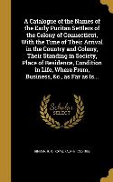 A Catalogue of the Names of the Early Puritan Settlers of the Colony of Connecticut, With the Time of Their Arrival in the Country and Colony, Their S