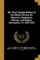 Mt. Sinai Temple Nobles of the Mystic Shrine, Its Pioneers, Organizers, Officers, and Nobles, Montpelier, Vt. 1876-1910