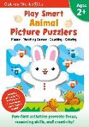 Play Smart Animal Picture Puzzlers Age 2+: Preschool Activity Workbook with Stickers for Toddlers Ages 2, 3, 4: Learn Using Favorite Themes: Tracing
