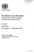 Resolutions and Decisions Adopted by the General Assembly During Its Sixty-Seventh Session: Resolutions