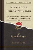 Annalen der Philosophie, 1919, Vol. 1