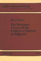 The Personal Names Latin Inscriptions in Bulgaria