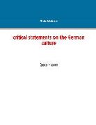 Critical Statements on the German Culture