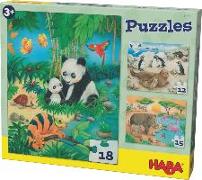 Puzzles Tierfamilien. 3 Motive