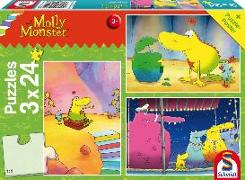 Molly Monster: Unterwegs mit Molly Monster. 3 x 24 Teile Puzzle