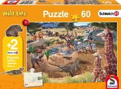 Schleich: An der Wasserstelle, 60 Teile Puzzle. Mit 2 Schleich-Figuren