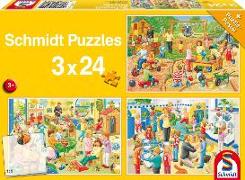 Ein Tag im Kindergarten. 3 x 24 Teile Puzzle