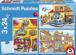 Feuerwehr und Polizei. 3 x 24 Teile Puzzle