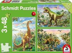Abenteuer mit den Dinosauriern. 3 x 48 Teile Puzzle