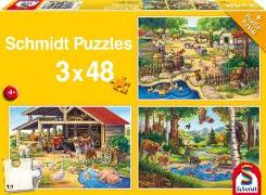 Alle meine Lieblingstiere. 3 x 48 Teile Puzzle