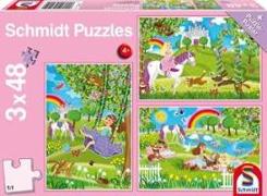 Prinzessin im Schlossgarten. 3 x 48 Teile Puzzle