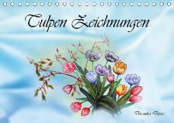 Tulpen Zeichnungen (Tischkalender 2018 DIN A5 quer)