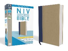 NIV, Thinline Bible, Giant Print, Cloth over Board, Blue/Tan, Red Letter Edition, Comfort Print