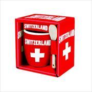 24658, Keramik Mug Switzerland/Löffel in Box L