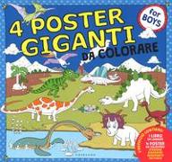 Dinosauri, aeroporto, stazione fattoria. 4 poster giganti da colorare for boys