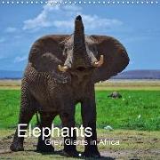 Elephants - Grey Giants in Africa (Wall Calendar 2018 300 × 300 mm Square)
