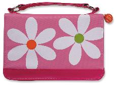 Daisy Bible Cover for Girls, Zippered, with Handle, Microfiber, Pink, Medium
