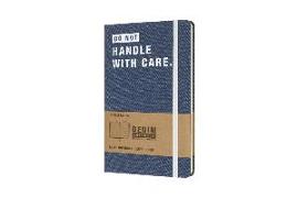 Moleskine Notebook-Denim. I/a5, ruled, hard cover, "handle with care"