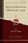 Missale Romanum Mediolani, 1474, Vol. 1