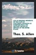 List of Persons, Residents of the State of Wisconsin, Reported as Deserters from the Military or Naval Service of the United States