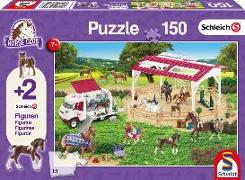 Schleich: Reitschule und Tierärztin, 150 Teile - Kinderpuzzle. Mit 2 Schleich-Figuren