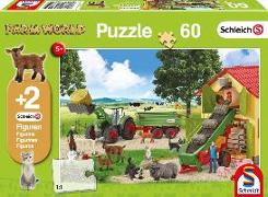 Schleich: Heueinfahrt auf dem Bauernhof, 60 Teile - Kinderpuzzle. Mit 2 Schleich-Figuren