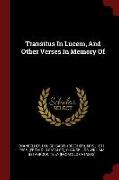 Transitus in Lucem, and Other Verses in Memory of
