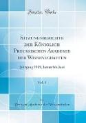 Sitzungsberichte der Königlich Preussischen Akademie der Wissenschaften, Vol. 1