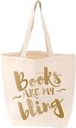 Books Are My Bling Tote. Cream