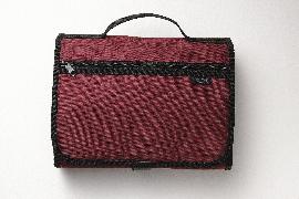 Tri-Fold Bible Cover, Bible Study Organizer, Velcro Closure, Nylon, Cranberry/Black, Extra Large