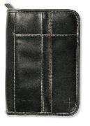 Distressed Leather-Look Black with Stitching Accent LG Book and Bible Cover