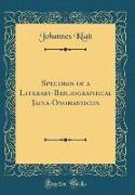 Specimen of a Literary-Bibliographical Jaina-Onomasticon (Classic Reprint)