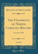 The University of North Carolina Record, Vol. 190