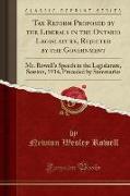 Tax Reform Proposed by the Liberals in the Ontario Legislature, Rejected by the Government