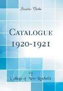 Catalogue 1920-1921 (Classic Reprint)