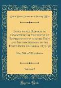 Index to the Reports of Committees of the House of Representatives for the First and Second Sessions of the Forty-Fifth Congress, 1877-'78, Vol. 3 of 5