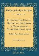 Fifty-Second Annual Report of the Board of Managers and Superintendent, 1922