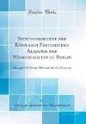 Sitzungsberichte der Königlich Preussischen Akademie der Wissenschaften zu Berlin