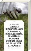 Altstädter Friedhof in Erlangen, 14. Mai, 10 Uhr 30, meine 35. Beerdigung, die zahlreichen Nachkommen streiten am Grab um den Fernsehsessel des 73-Jährigen