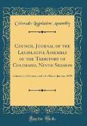 Council Journal of the Legislative Assembly of the Territory of Colorado, Ninth Session