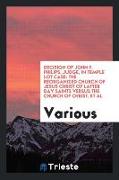 Decision of John F. Philips, Judge, in Temple Lot Case: The Reorganized Church of Jesus Christ of Latter Day Saints Versus the Church of Christ, et al
