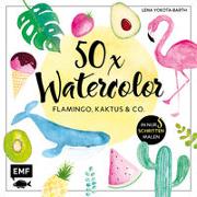 50 x Watercolor – Flamingo, Kaktus & Co