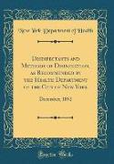 Disinfectants and Methods of Disinfection, as Recommended by the Health Department of the City of New York
