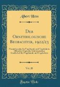 Der Ornithologische Beobachter, 1922/23, Vol. 20